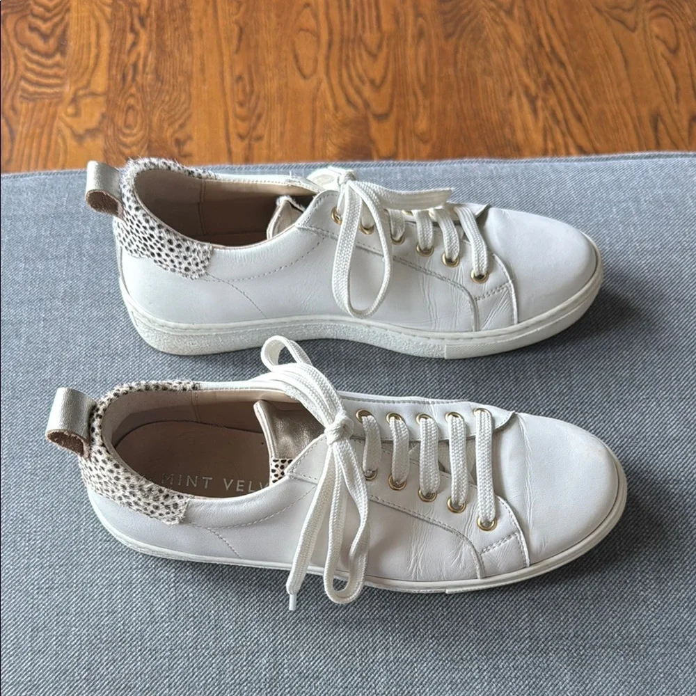Mint Velvet Women's White Leather Sneakers - Picture 4 of 14